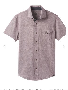 Prana Stroud Breathe Performance Short Sleeve Button Down - Large Taupe